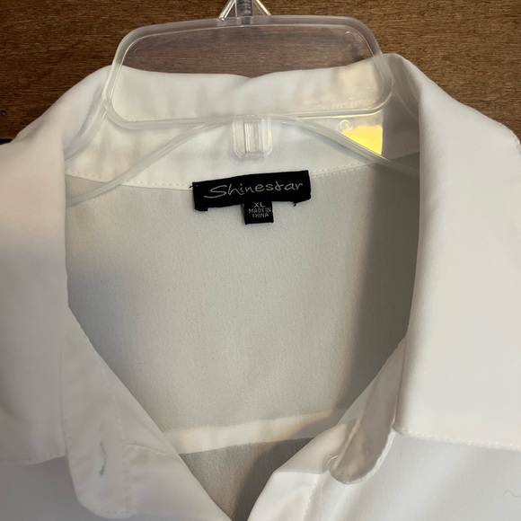 White Sheen Button Up Crop Top! - Picture 3 of 5